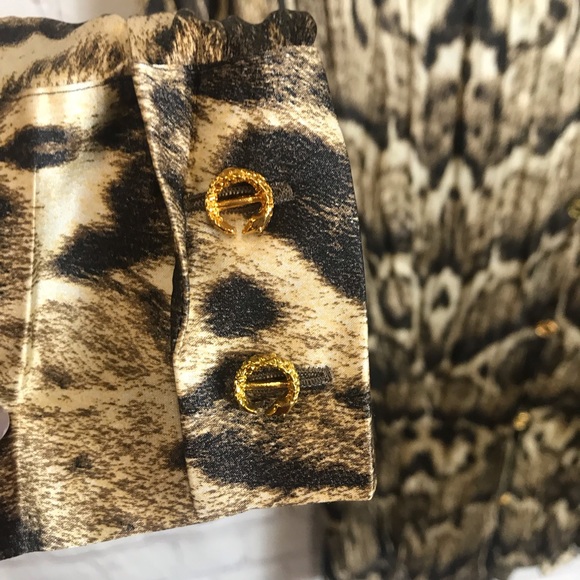 Roberto Cavalli Animal Print 100% Silk Blouse - Picture 6 of 8